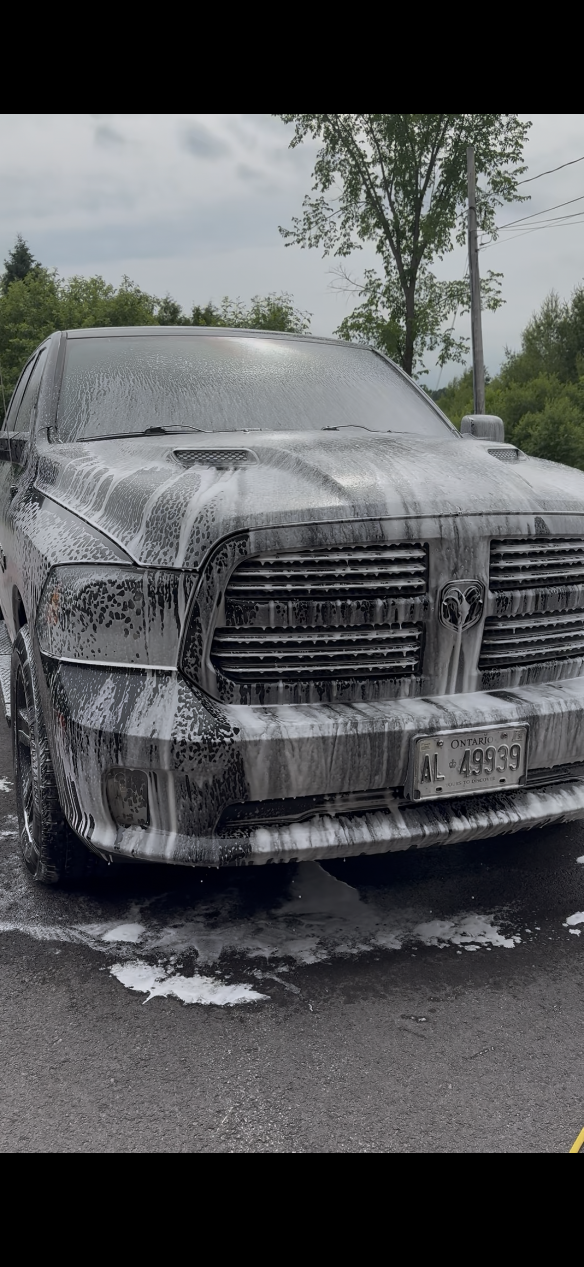 Professional exterior wash in progress