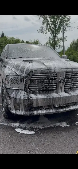 Professional exterior wash in progress